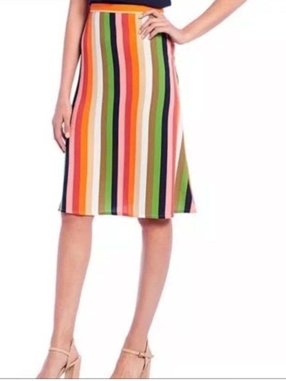 Gianni Bini Multicolor Vertical Stripe Midi Skirt (Dillards)